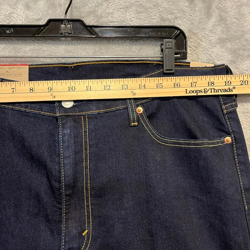 Levi 513 Slim Straight Jeans Mens 38x32 Dark Indigo Blue Stretch Denim